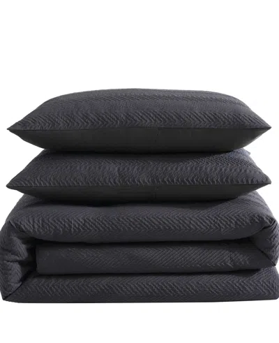 Kenneth Cole New York Crosswalk Herringbone Black Comforter Set