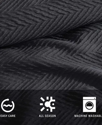 Kenneth Cole New York Crosswalk Herringbone Black Comforter Set