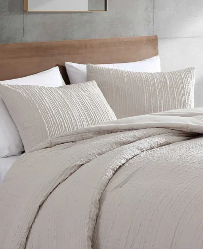 Kenneth Cole New York Serenity Wavy Lines Beige Comforter Set In Sand