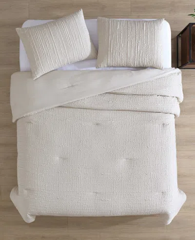 Kenneth Cole New York Serenity Wavy Lines Beige Comforter Set In Sand