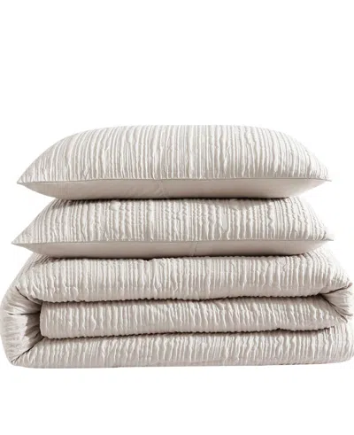Kenneth Cole New York Serenity Wavy Lines Beige Comforter Set In Sand