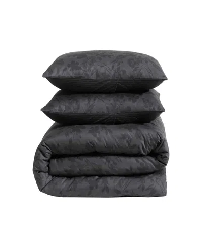 Kenneth Cole Silhouette Floral Comforter + Sham Set In Gray