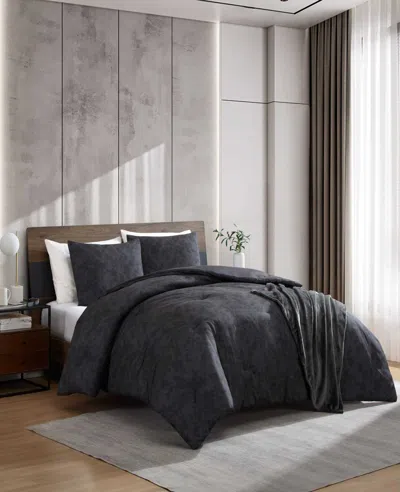 Kenneth Cole Silhouette Floral Comforter + Sham Set In Gray