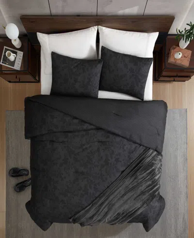 Kenneth Cole Silhouette Floral Comforter + Sham Set In Gray
