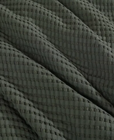 Kenneth Cole Solid Waffle Comforter Set In Green