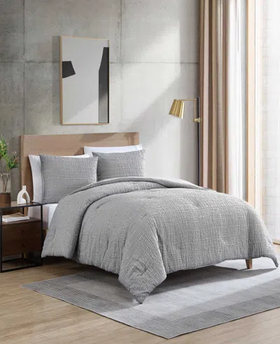 Kenneth Cole Serenity Wavy Lines Comforter Set In Gray