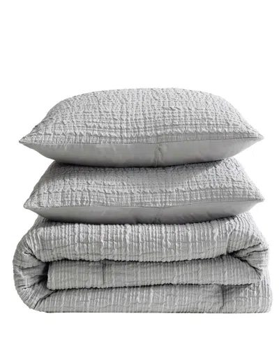 Kenneth Cole Serenity Wavy Lines Duvet Cover Set In Gray