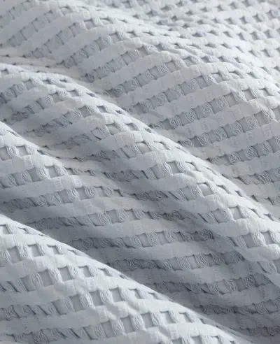 Kenneth Cole Solid Waffle Duvet Cover Set In Blue
