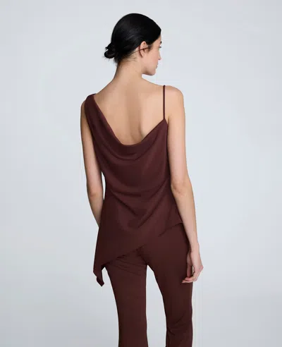 Kenneth Cole Asymmetric Drape Sleeveless Top In Burgundy