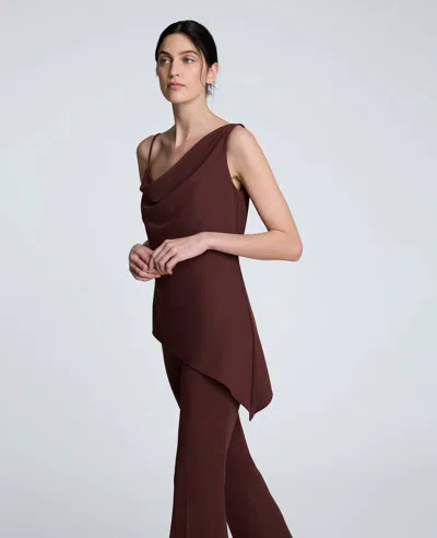 Kenneth Cole Asymmetric Drape Sleeveless Top In Burgundy