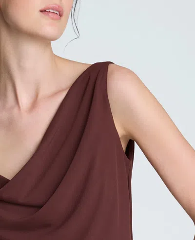 Kenneth Cole Asymmetric Drape Sleeveless Top In Burgundy