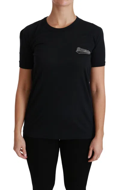 Dolce & Gabbana Elegant Crewneck Blue Amore Women's Tee In Blue