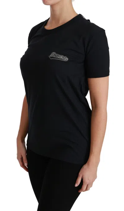 Dolce & Gabbana Elegant Crewneck Blue Amore Women's Tee In Blue