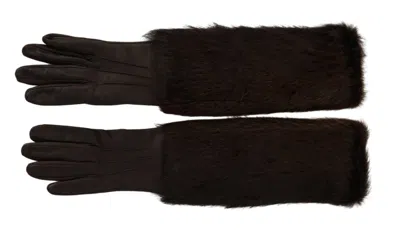 Dolce & Gabbana Elegant Elbow Length Suede Women's Gloves In Brown