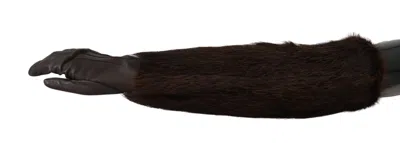 Dolce & Gabbana Elegant Elbow Length Suede Women's Gloves In Brown