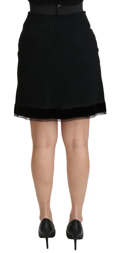 Dolce & Gabbana Black A-line High Waist Mini Viscose  Skirt In Black