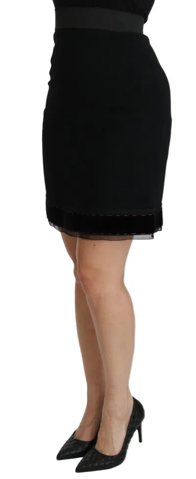 Dolce & Gabbana Black A-line High Waist Mini Viscose  Skirt In Black