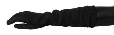 Dolce & Gabbana Elegant Mid-length Wool Gloves In Women's Black In Black