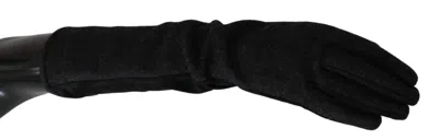 Dolce & Gabbana Elegant Mid-length Wool Gloves In Women's Black In Black