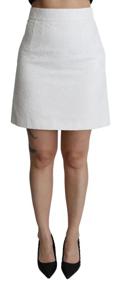 Dolce & Gabbana Elegant White Floral Brocade Mini Women's Skirt In White