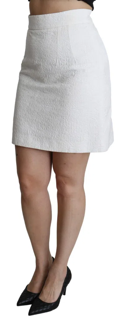 Dolce & Gabbana Elegant White Floral Brocade Mini Women's Skirt In White