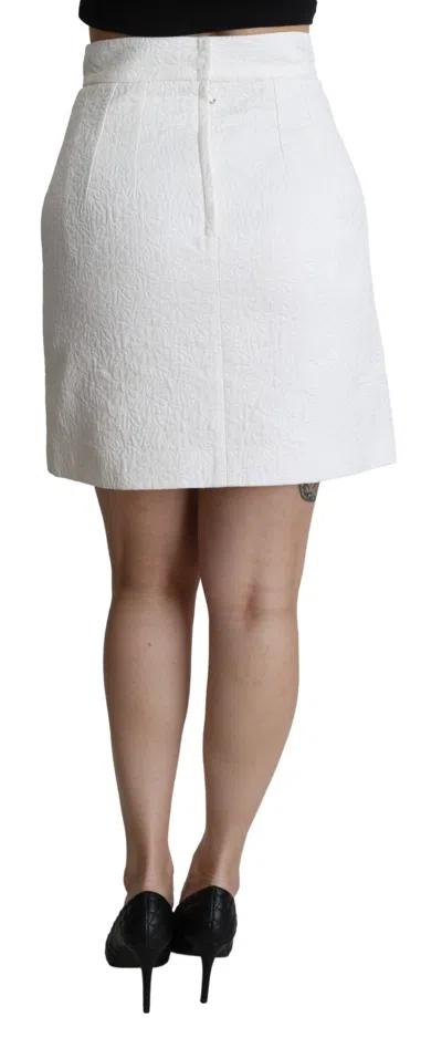 Dolce & Gabbana Elegant White Floral Brocade Mini Women's Skirt In White