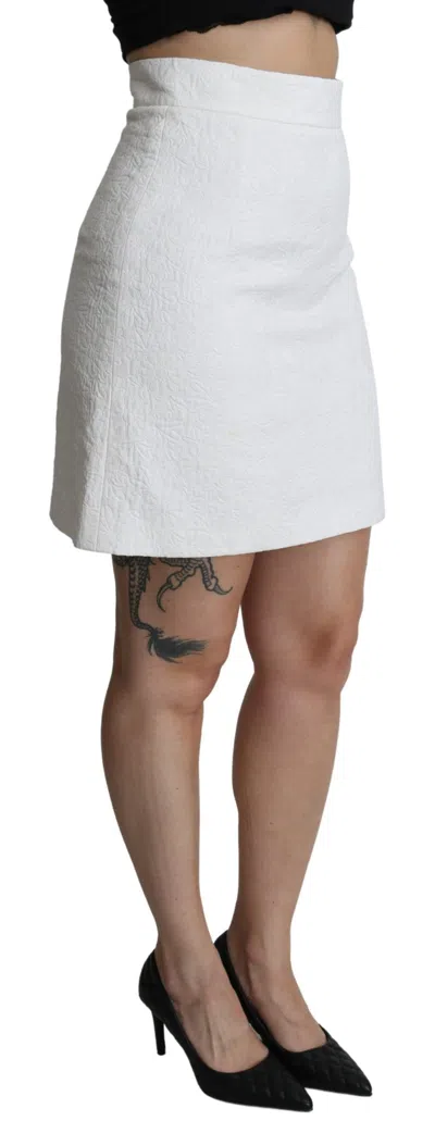 Dolce & Gabbana Elegant White Floral Brocade Mini Women's Skirt In White