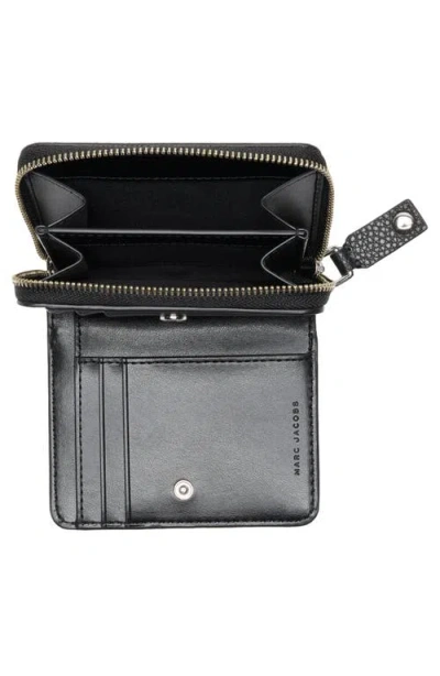 Marc Jacobs Mini Leather Compact Wallet In Black