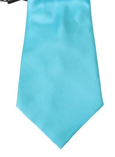 Dolce & Gabbana Light Blue Wide Mens Necktie Accessory 100% Silk Tie In Blue