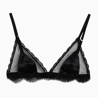 Dolce & Gabbana Dolce&gabbana Black Silk Satin And Lace Bra In Black