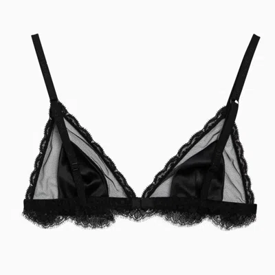 Dolce & Gabbana Dolce&gabbana Black Silk Satin And Lace Bra In Black