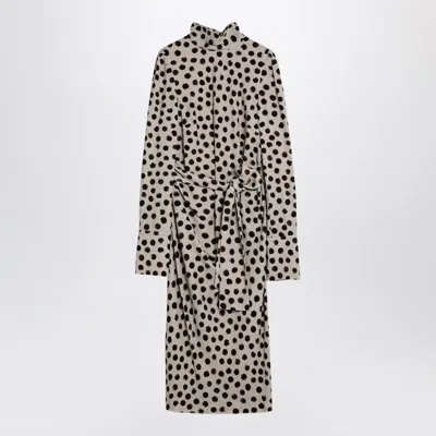 Dries Van Noten Women's Écru Polka Dot Dress With Bow In Sand
