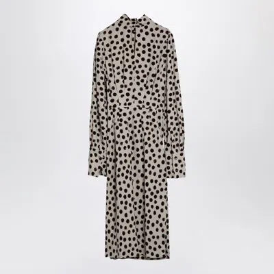 Dries Van Noten Women's Écru Polka Dot Dress With Bow In Sand