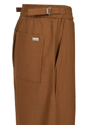 Ami Alexandre Mattiussi Ami Paris Elastic Wool Trousers In Brown