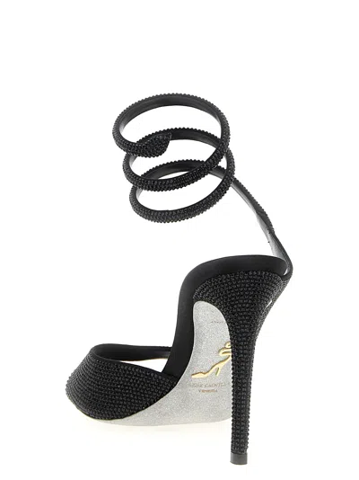 René Caovilla 105mm Crystal-embellished Spiral-wrap Sandals In Black