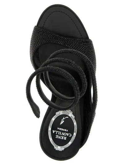 René Caovilla 105mm Crystal-embellished Spiral-wrap Sandals In Black