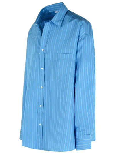 Acne Studios Striped Long Sleeve Button Up Shirt In Blue
