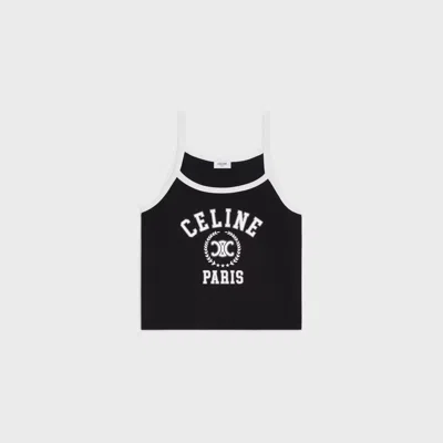 Celine Black Cotton Tank Top In Black