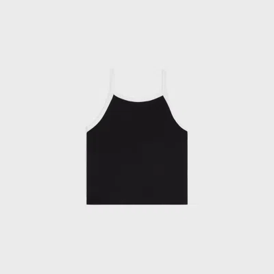 Celine Black Cotton Tank Top In Black