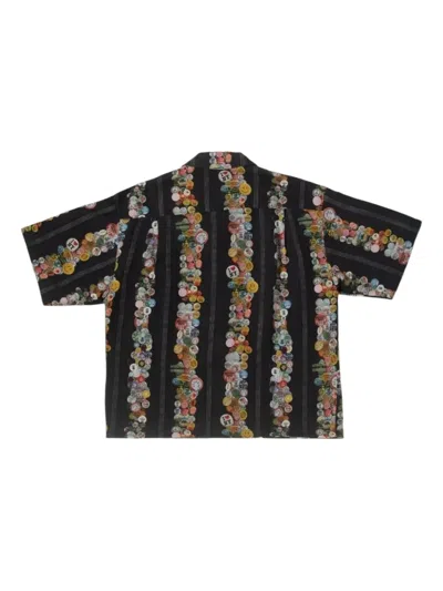 Bldg4 Button-detail Striped Shirt In Black