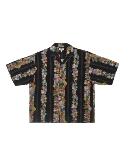 Bldg4 Button-detail Striped Shirt In Black