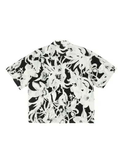 Bldg4 Razor Ss Woven Whisper Floral-print Button-placket Shirt In White