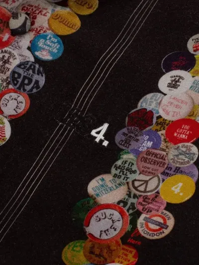 Bldg4 Button-detail Striped Shirt In Black