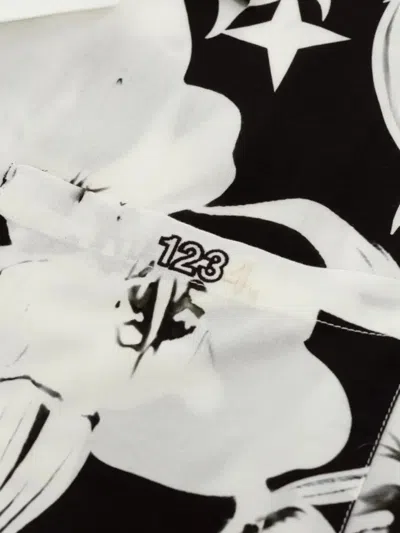 Bldg4 Razor Ss Woven Whisper Floral-print Button-placket Shirt In White