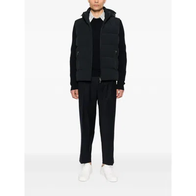 Paul & Shark Hooded Quilted Vest In Black