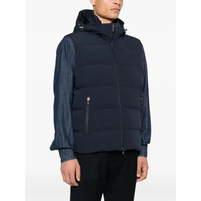 Paul & Shark Hooded Quilted Vest In Blue