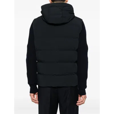 Paul & Shark Hooded Quilted Vest In Black