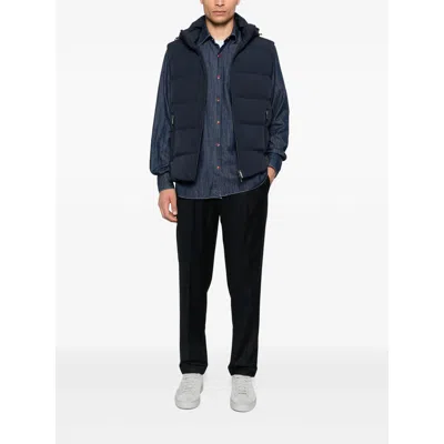 Paul & Shark Hooded Quilted Vest In Blue