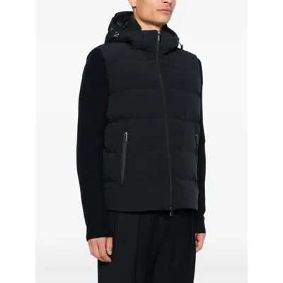Paul & Shark Hooded Quilted Vest In Black