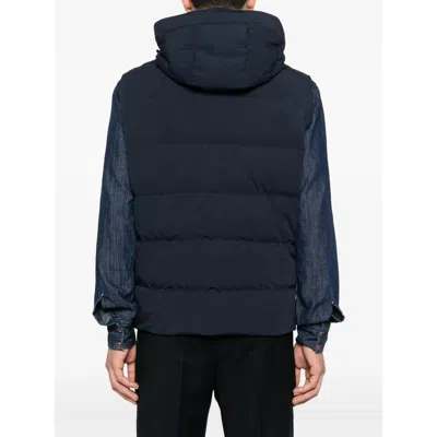 Paul & Shark Hooded Quilted Vest In Blue